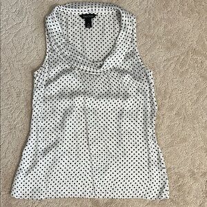 White House Black Market Black & White Polka Dot Cowl-Neck Tank